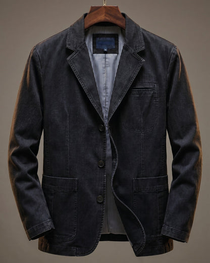 Herren-Blazer aus verwaschenem Denim mit strukturierter, lässiger Passform