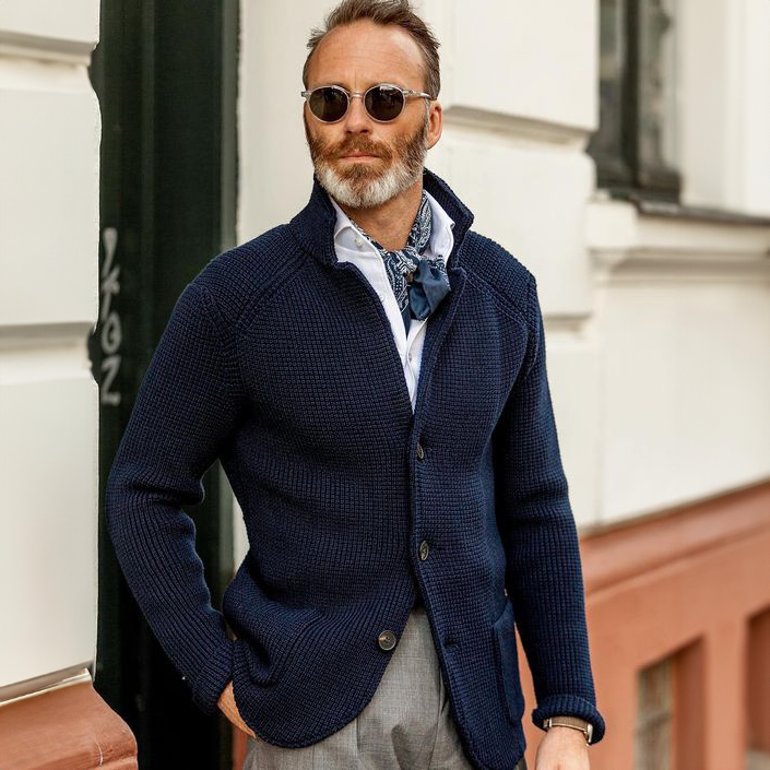 Herrenstrickjacke dicht gewebt elegant Büro Abend