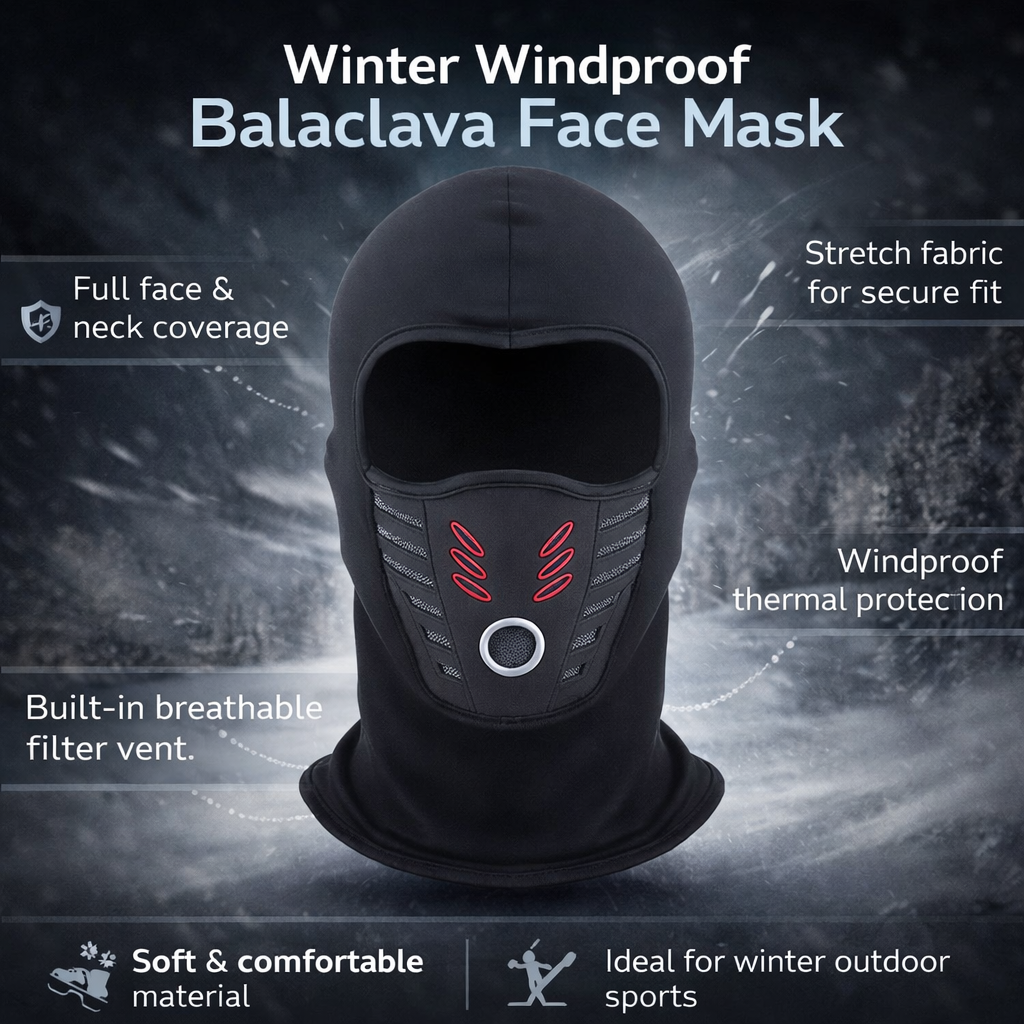 Passe-montagne thermique coupe-vent polaire doux pour ski