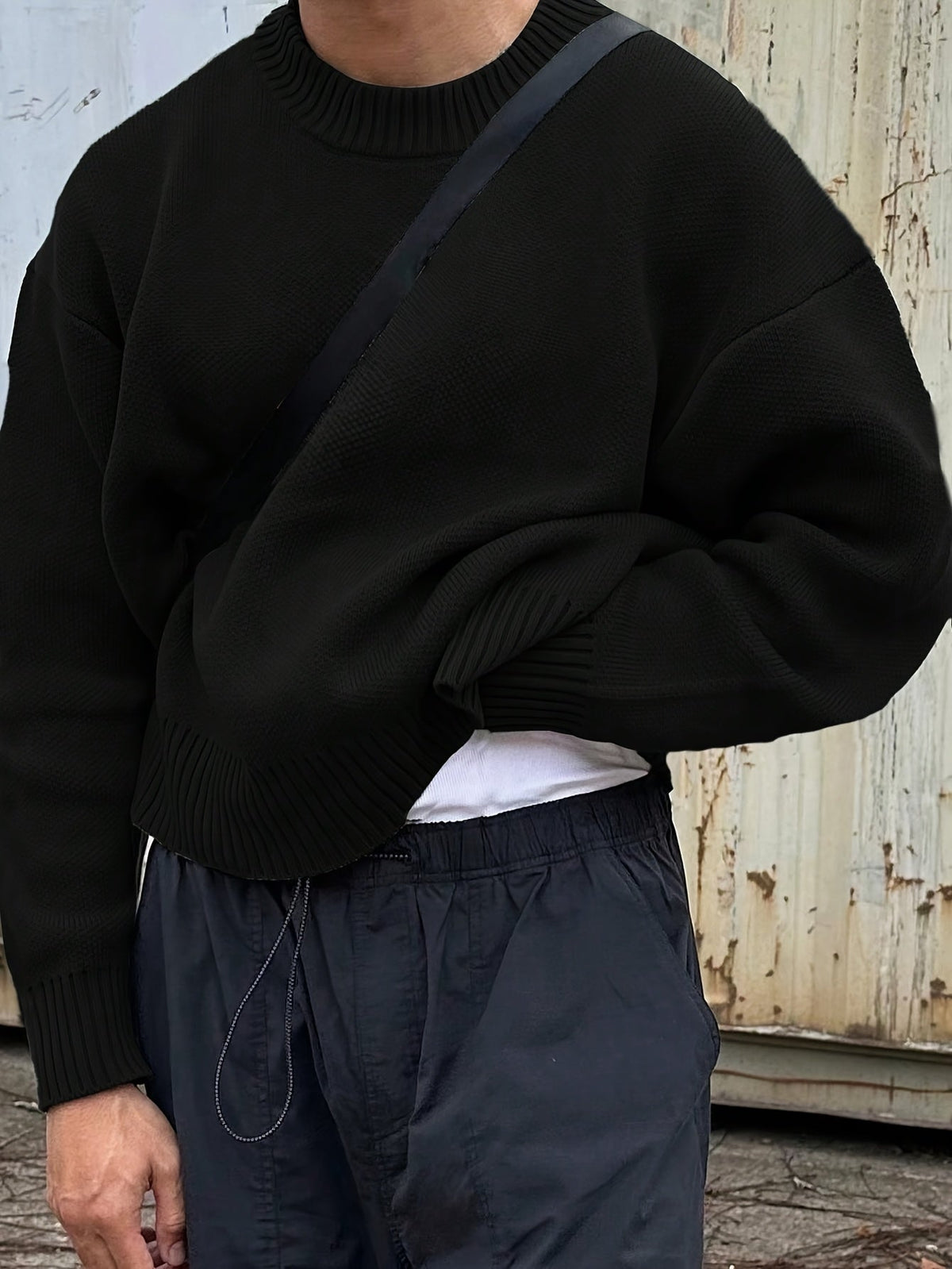 Herrenpullover aus Rippstrick, lässiger Schnitt, Winter