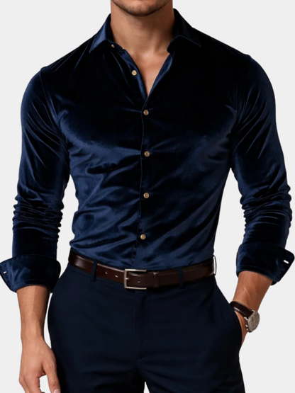 Chemise velours homme coupe fluide col structuré