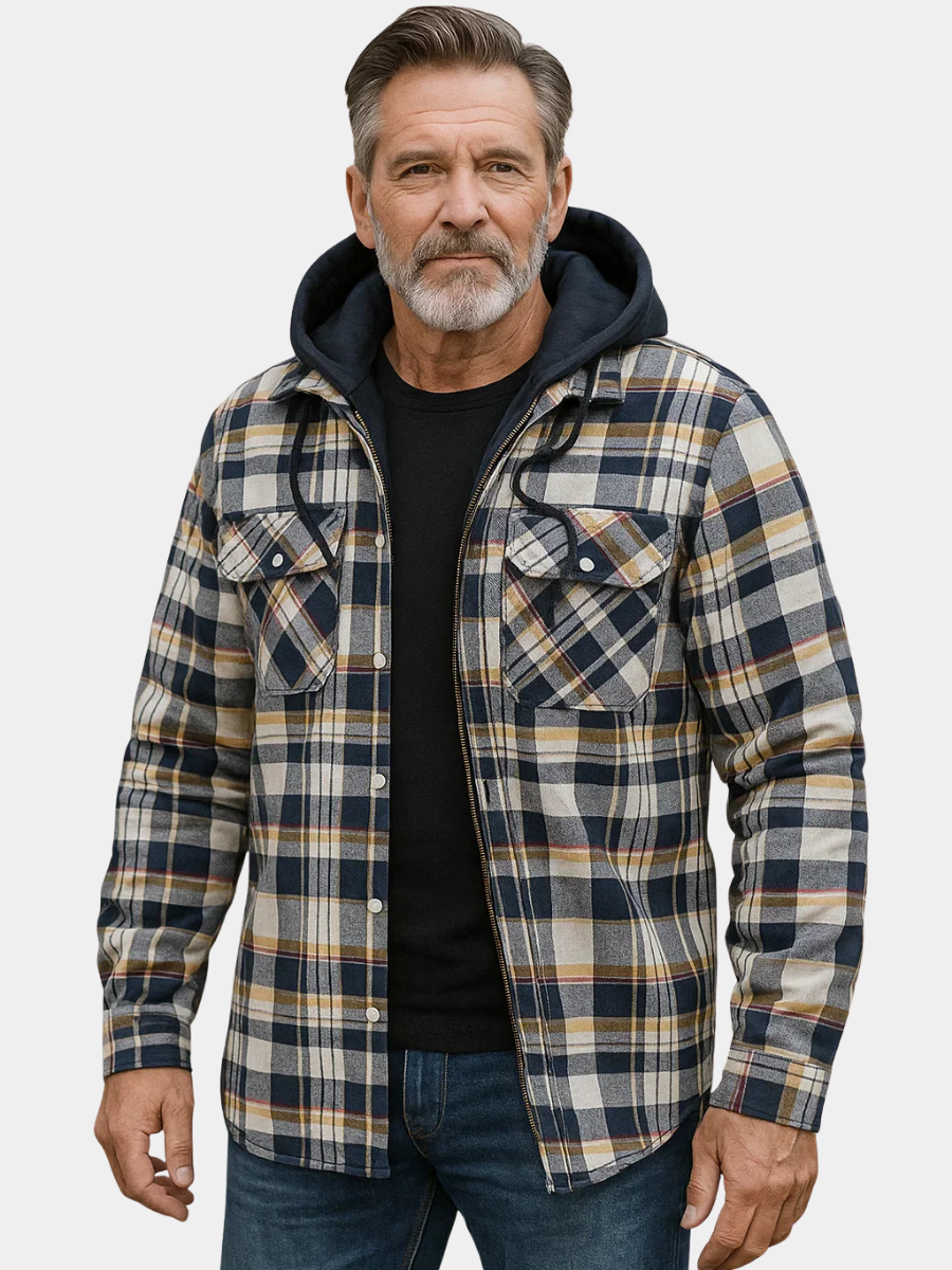 Herrenjacke Wollmischung Karomuster Winter