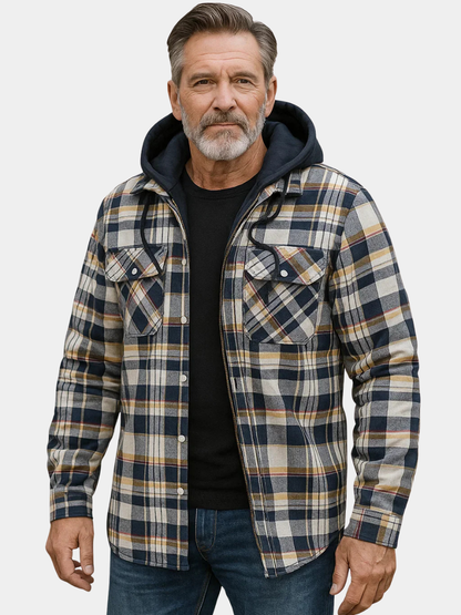 Herrenjacke Wollmischung Karomuster Winter