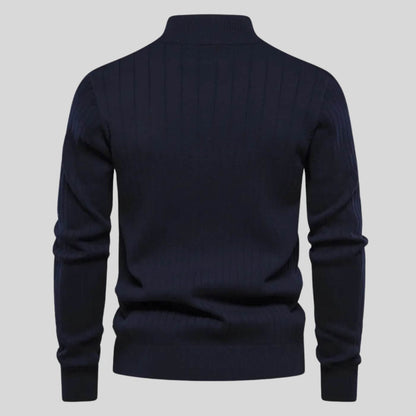 Pull homme col zippé coton léger décontracté