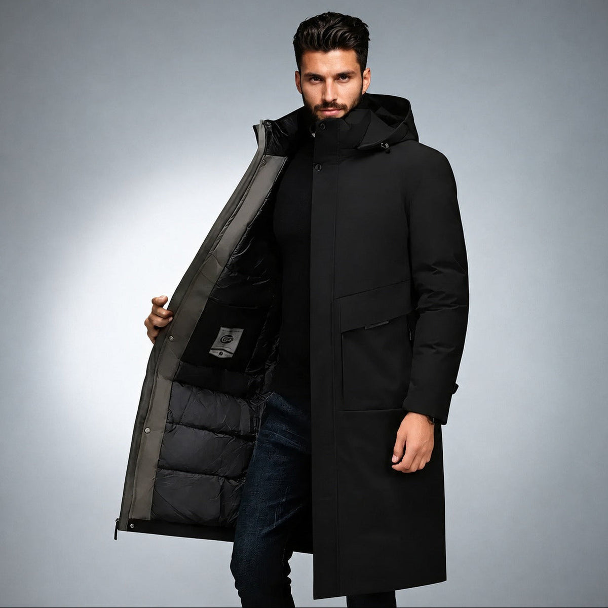 Manteau homme long hiver chaud protection maximale