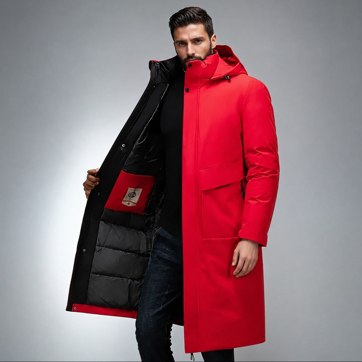 Manteau homme long hiver chaud protection maximale