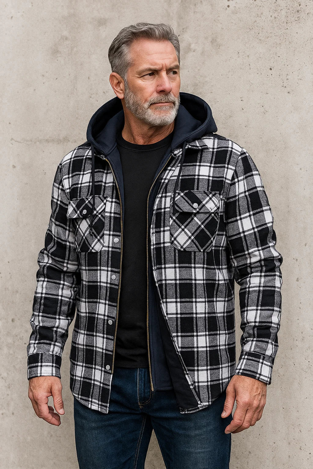 Herrenjacke Wollmischung Karomuster Winter