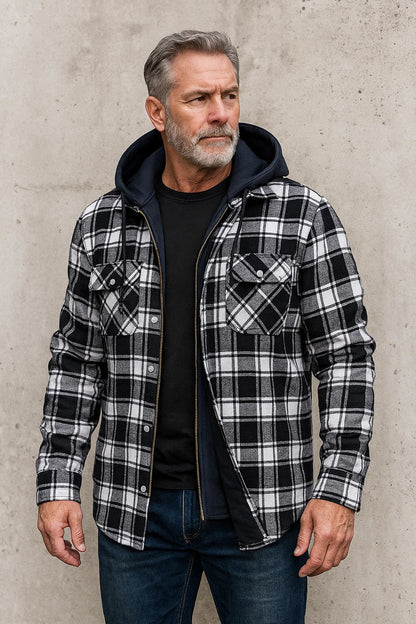Herrenjacke Wollmischung Karomuster Winter