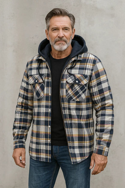 Herrenjacke Wollmischung Karomuster Winter