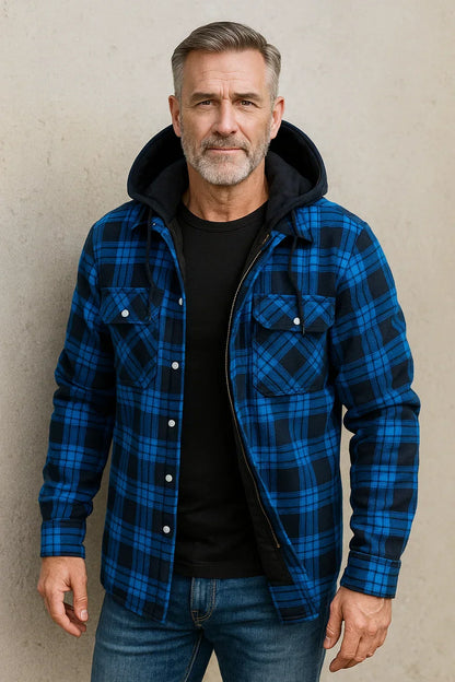 Herrenjacke Wollmischung Karomuster Winter
