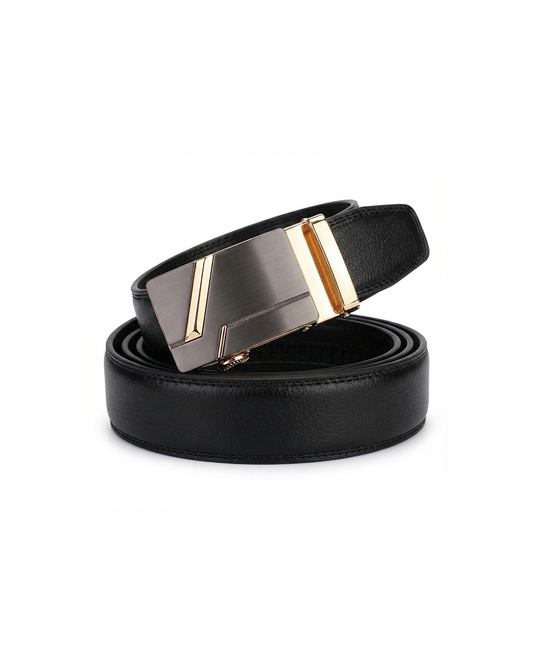 Ceinture homme cuir véritable boucle géométrique automatique