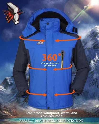 Wasserdichte Herren-Skijacke, Fleece-gefüttert, winddicht