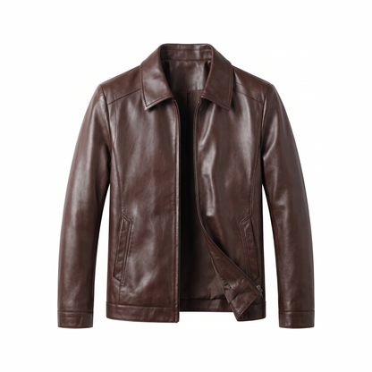 Blouson cuir homme coupe courte col pointu