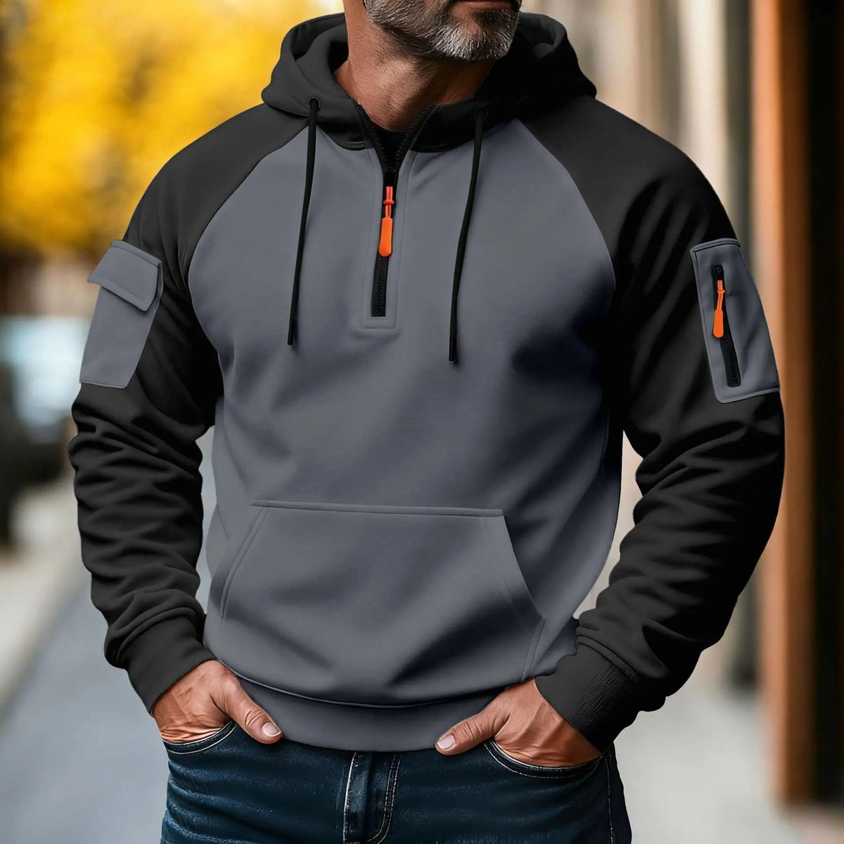 Bequemer Herrenpullover mit Reißverschluss und Strukturstrick