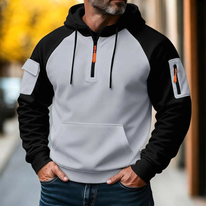 Bequemer Herrenpullover mit Reißverschluss und Strukturstrick