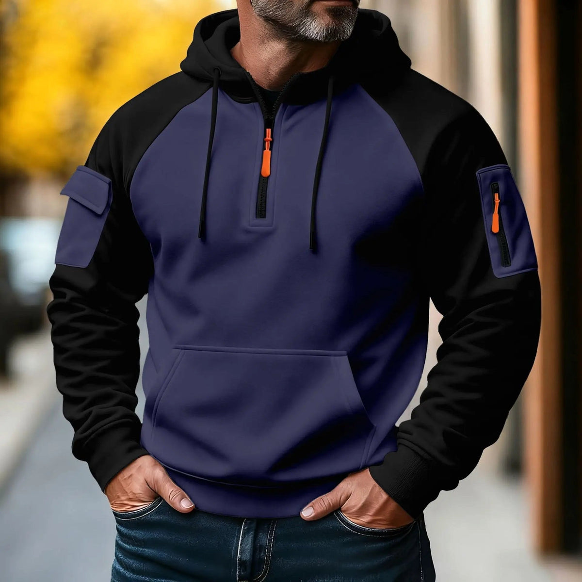 Bequemer Herrenpullover mit Reißverschluss und Strukturstrick