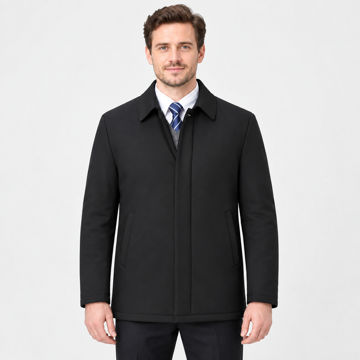 Veste homme hiver doublée chaude col revers élégant