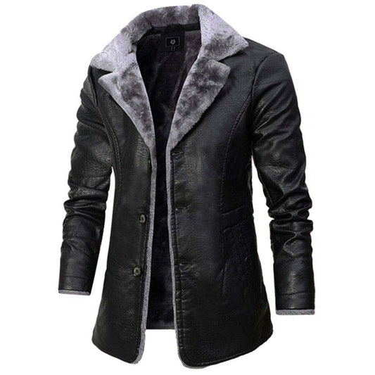 Veste homme similicuir doublure chaude fourrure synthétique