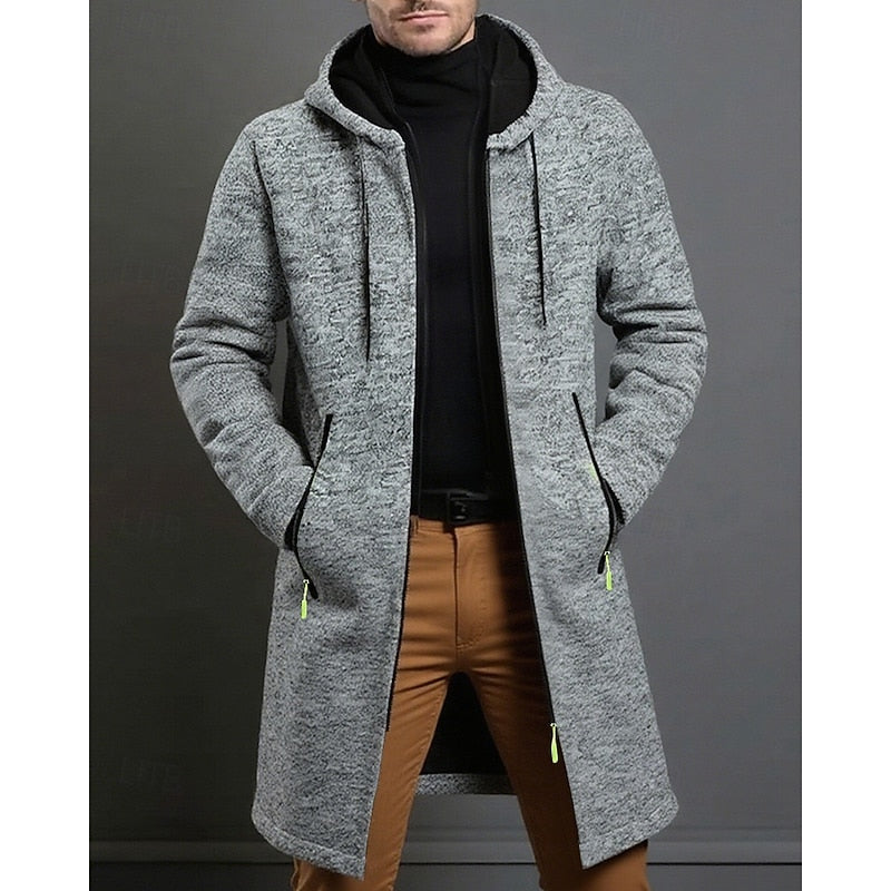 Manteau long homme à capuche élégant et chaud