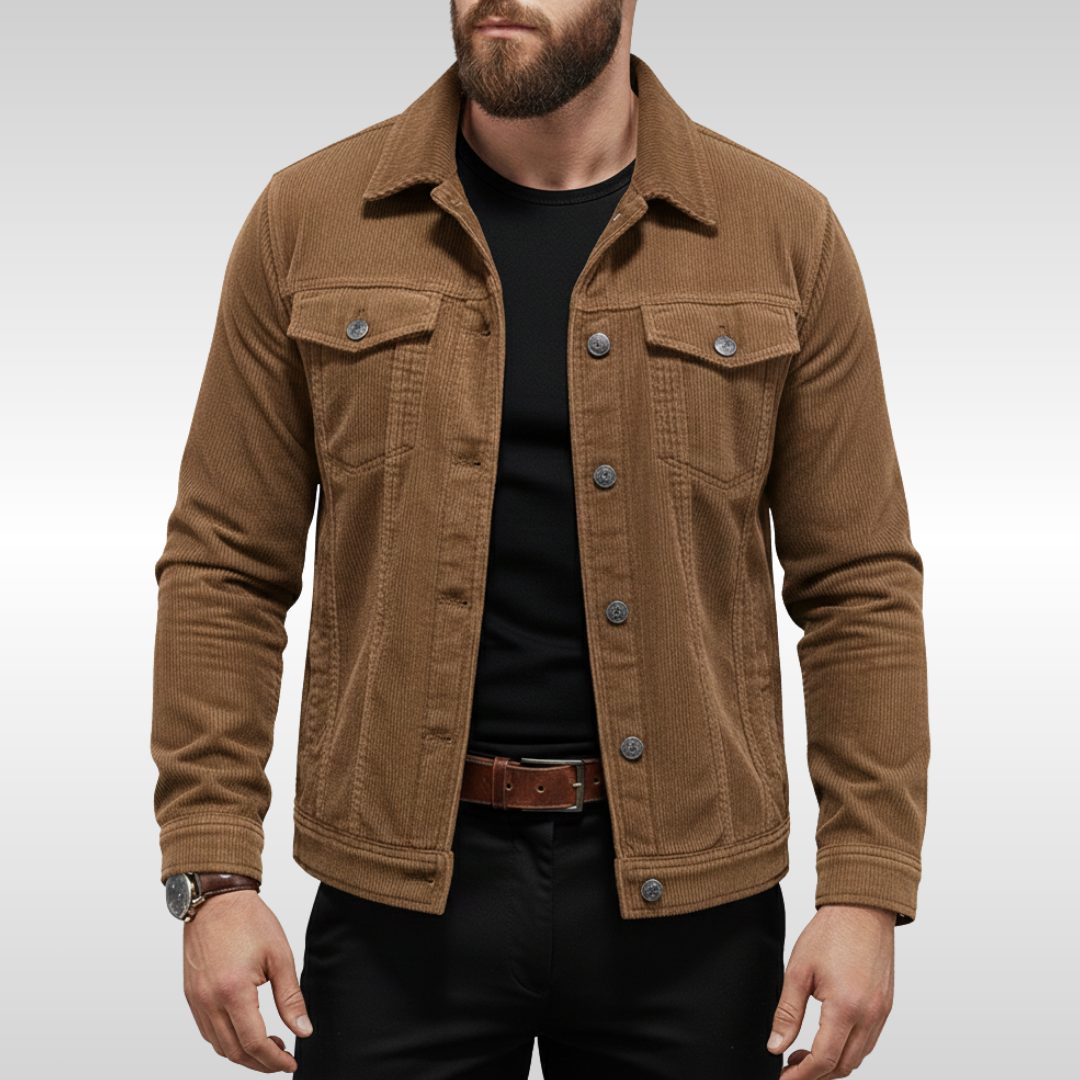 Veste homme velours côtelé décontractée boutonnée