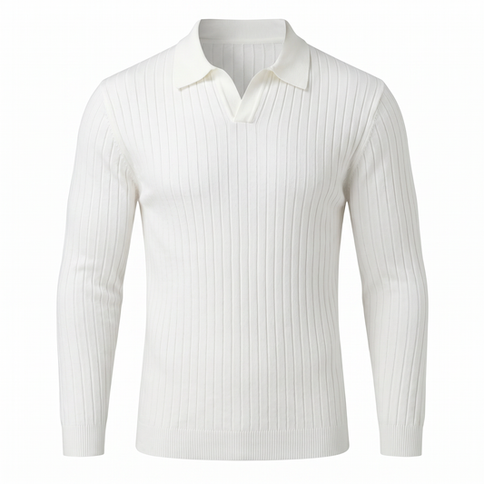 Polo homme côtelé respirant coupe ajustée élégant
