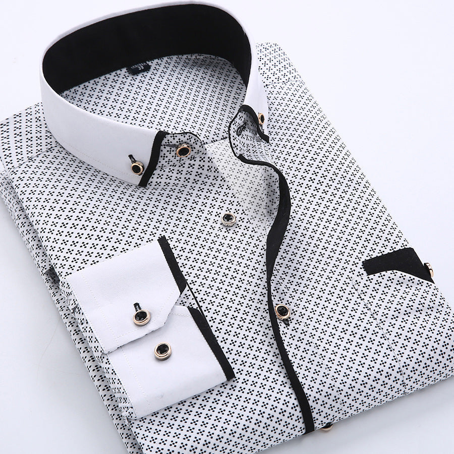Chemise homme coton motif pois style décontracté moderne