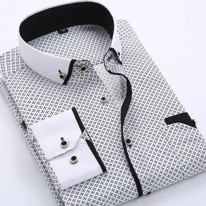 Chemise homme coton motif pois style décontracté moderne