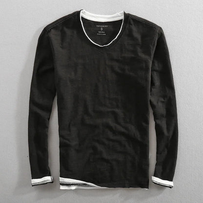 Sweatshirt homme col V élégant manches longues