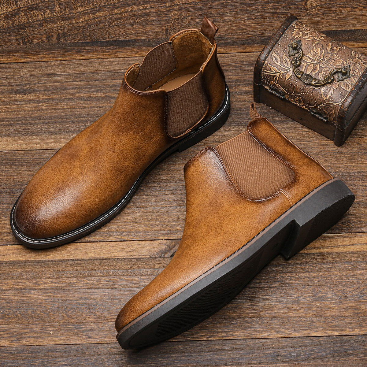 Elegante Chelsea-Boots für Herren aus Leder mit rutschfester Sohle