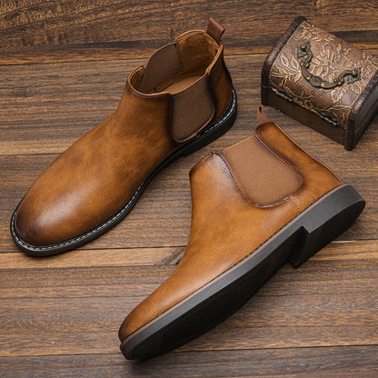 Elegante Chelsea-Boots für Herren aus Leder mit rutschfester Sohle