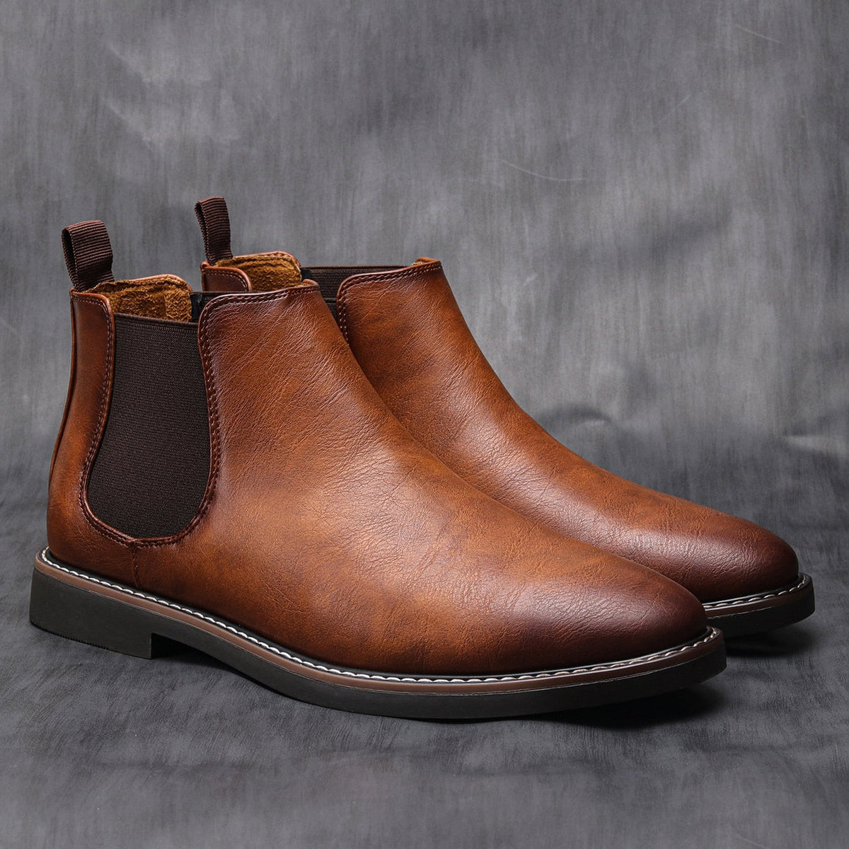 Elegante Chelsea-Boots für Herren aus Leder mit rutschfester Sohle