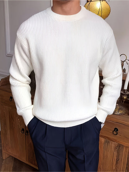 Pull homme col rond tricot côtelé coupe ample