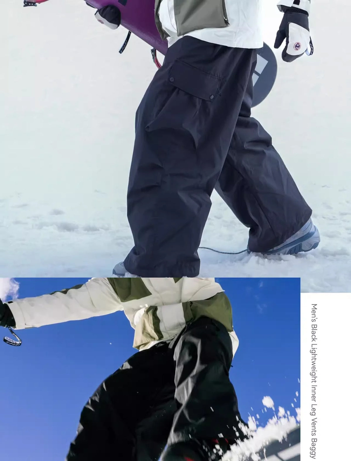 Pantalon snowboard unisexe coupe large décontractée