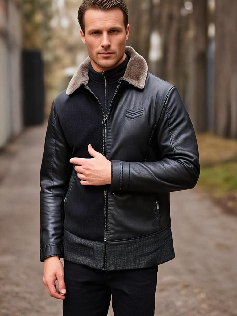 Eleganter Herren-Lederblouson für Herbst und Winter