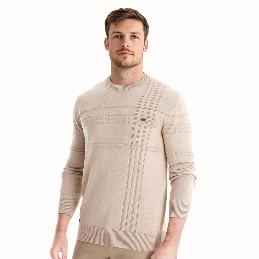 Pull homme maille tricot motif carreaux classique