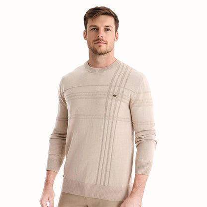 Pull homme maille tricot motif carreaux classique