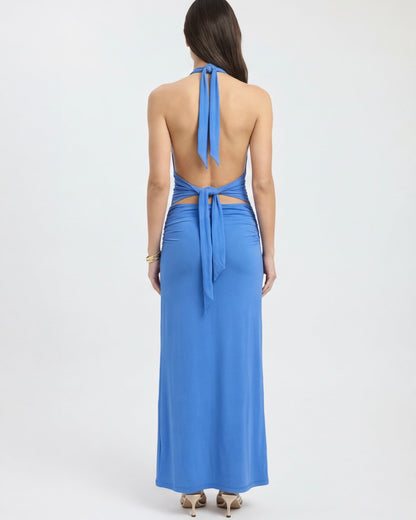 ARIA Robe Maxi Halter Nyx – Dos Nu et Taille Froncée
