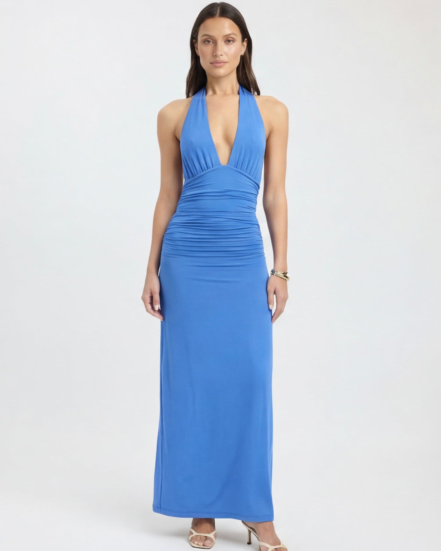 ARIA Robe Maxi Halter Nyx – Dos Nu et Taille Froncée