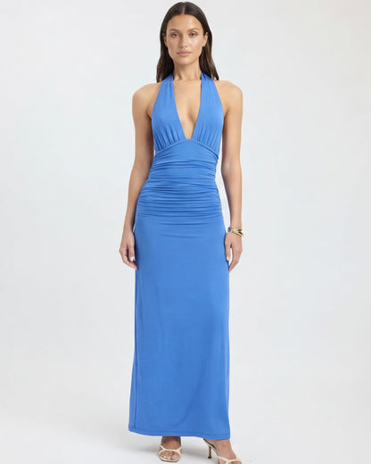 ARIA Robe Maxi Halter Nyx – Dos Nu et Taille Froncée