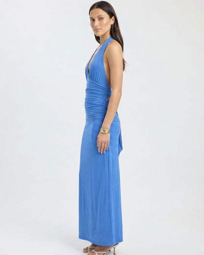 ARIA Robe Maxi Halter Nyx – Dos Nu et Taille Froncée
