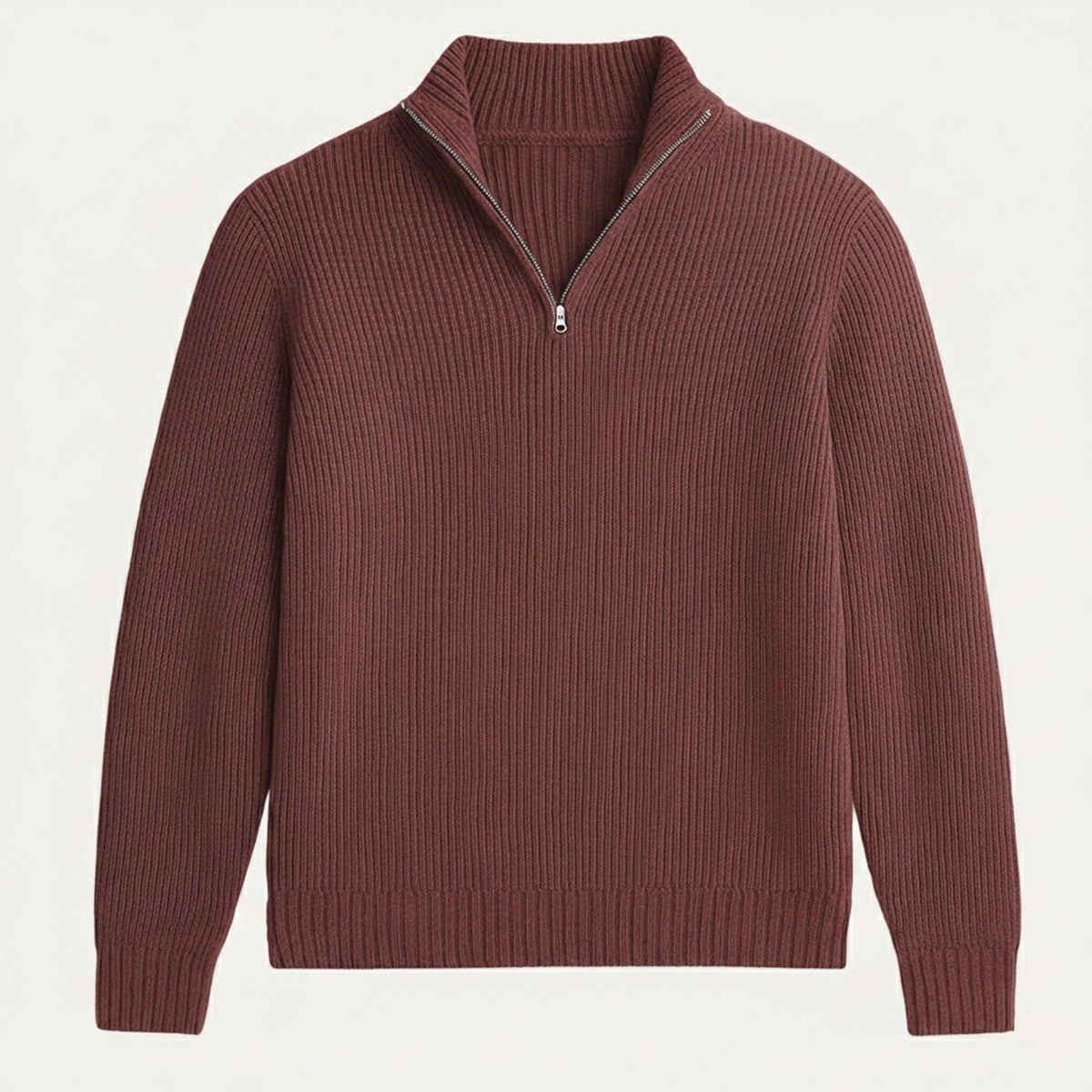 Weicher und raffinierter Herren-Kaschmirpullover mit halbem Reißverschluss