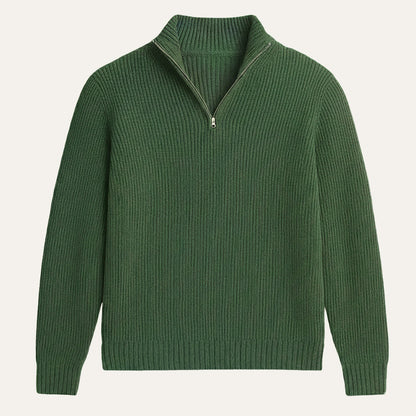 Weicher und raffinierter Herren-Kaschmirpullover mit halbem Reißverschluss