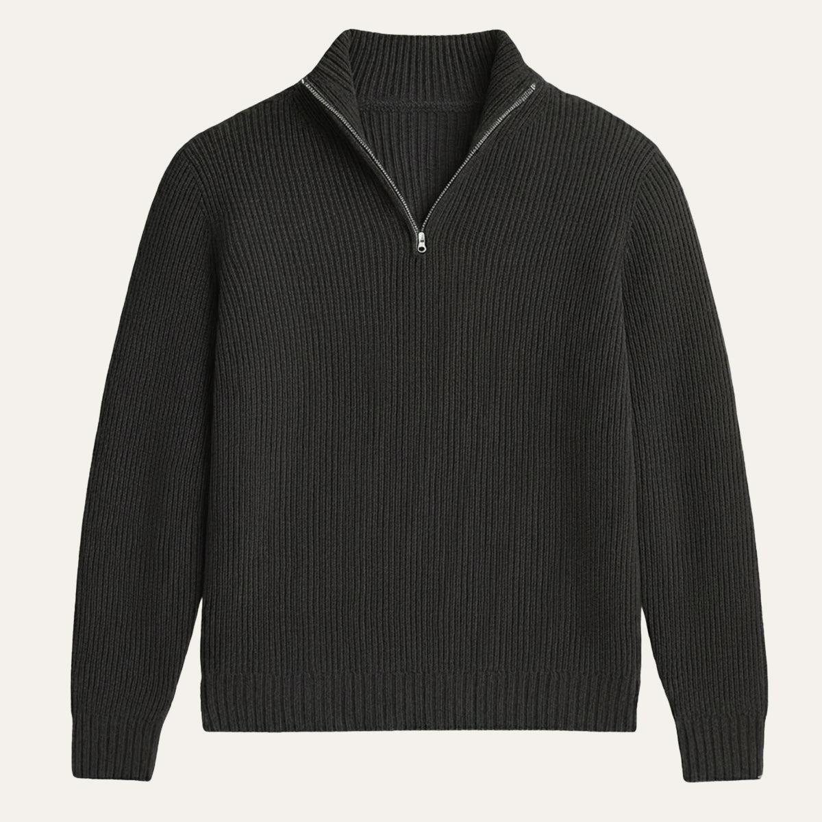 Weicher und raffinierter Herren-Kaschmirpullover mit halbem Reißverschluss