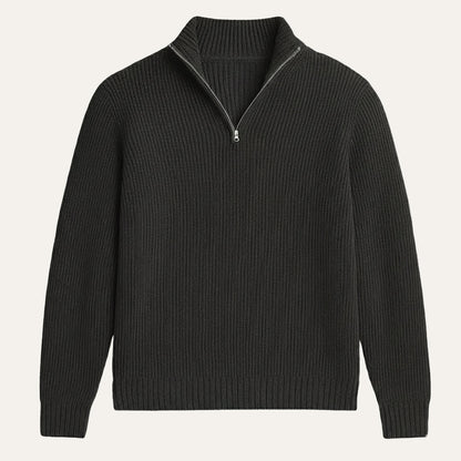 Weicher und raffinierter Herren-Kaschmirpullover mit halbem Reißverschluss
