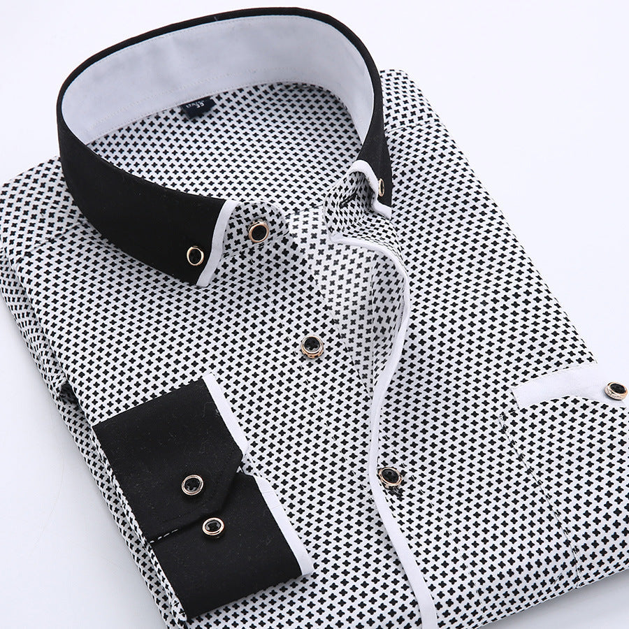 Chemise homme coton motif pois style décontracté moderne