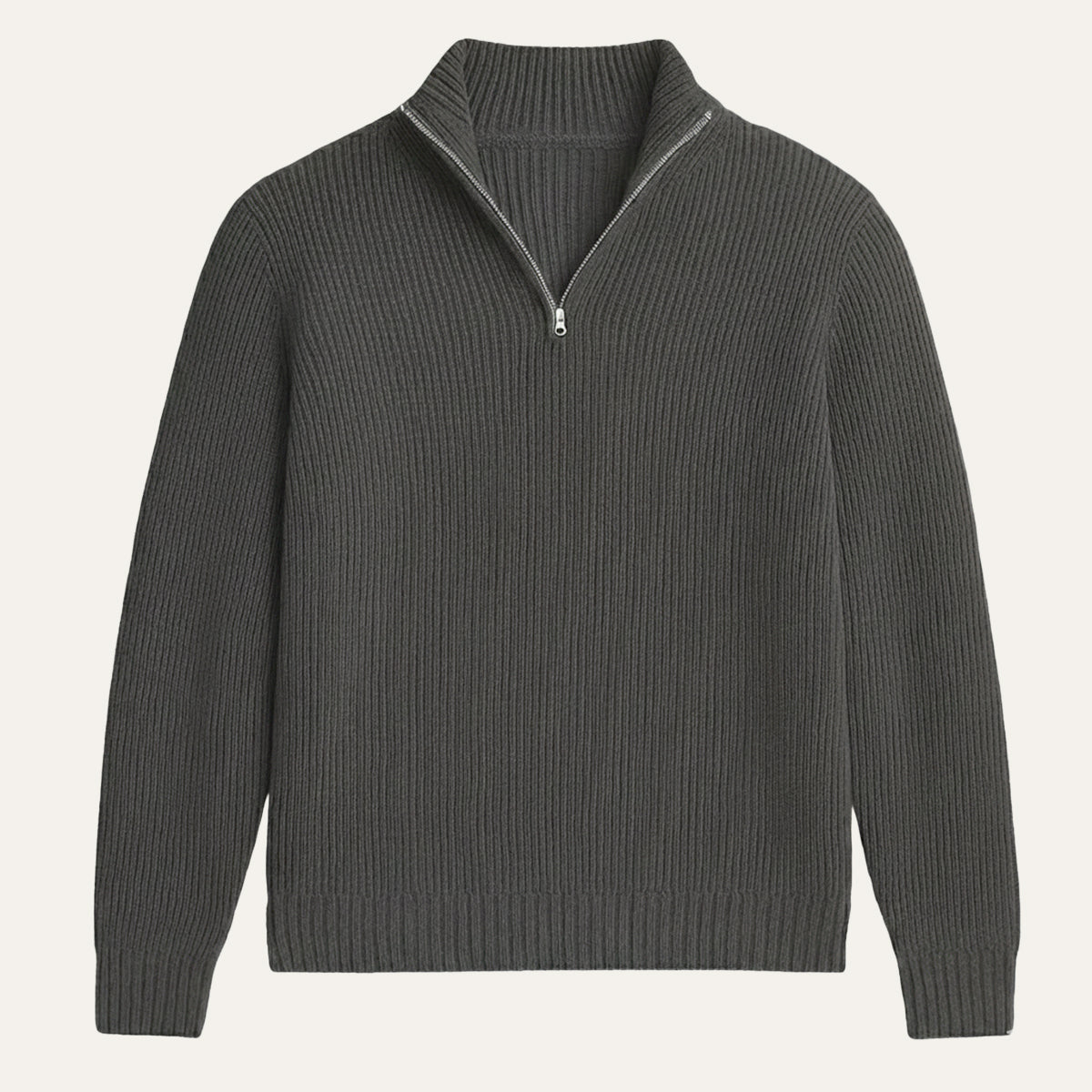 Weicher und raffinierter Herren-Kaschmirpullover mit halbem Reißverschluss