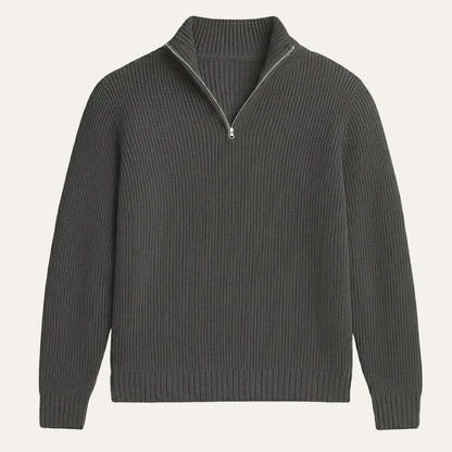 Weicher und raffinierter Herren-Kaschmirpullover mit halbem Reißverschluss