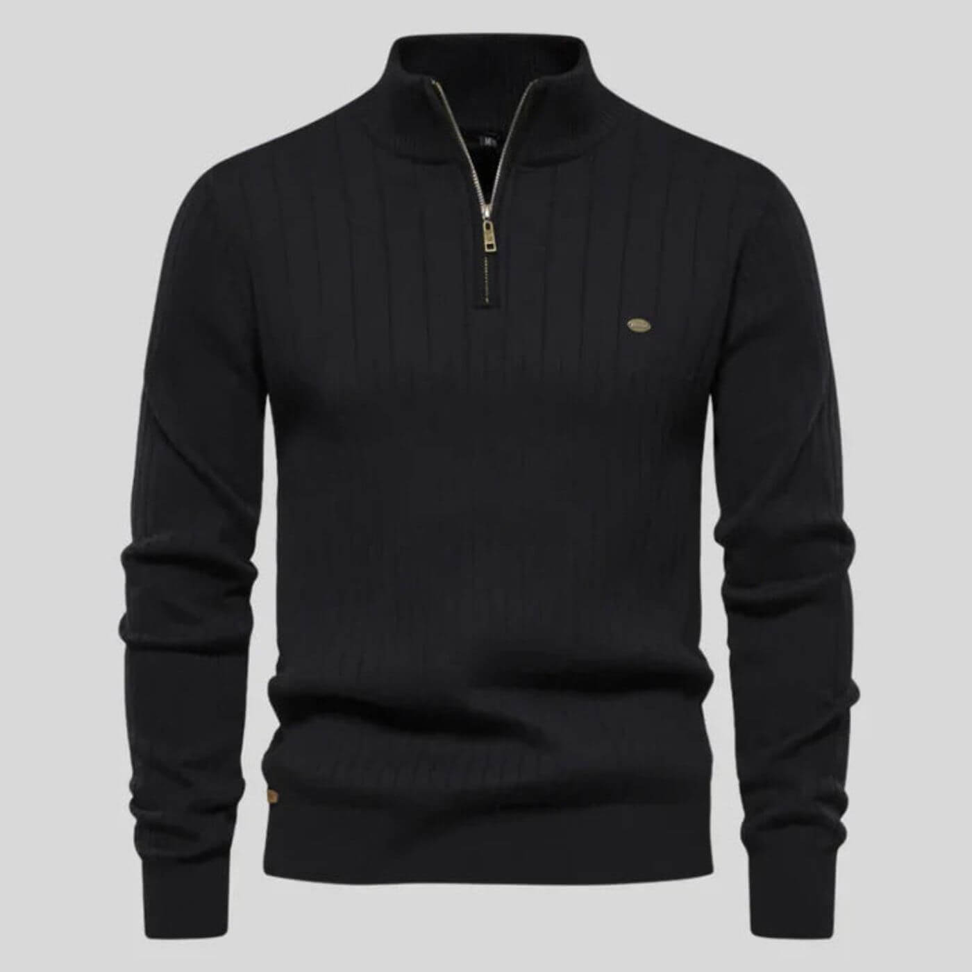 Pull homme col zippé coton léger décontracté