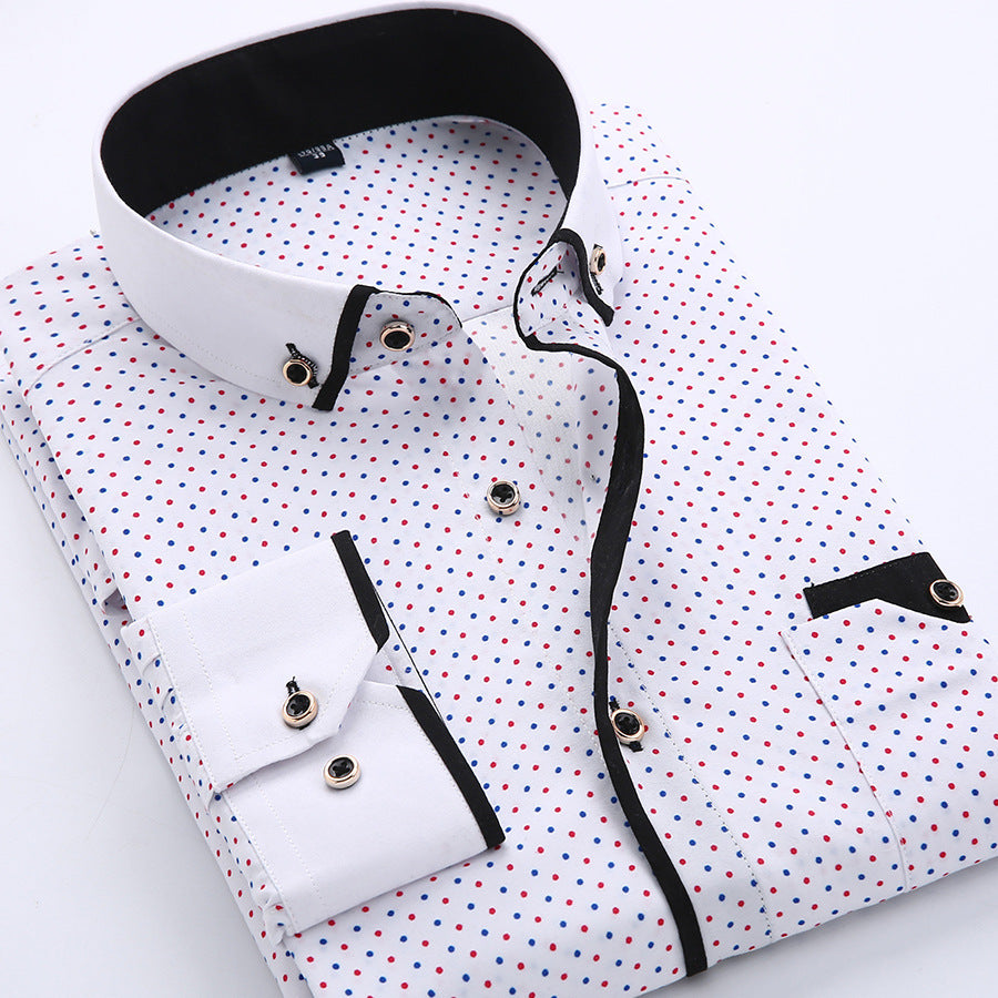 Chemise homme coton motif pois style décontracté moderne