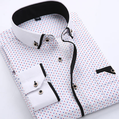 Chemise homme coton motif pois style décontracté moderne